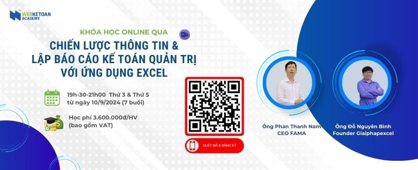 khóa học chiến lược thông tin và lập báo cáo kế toán quản trị bằng ứng dụng Excel