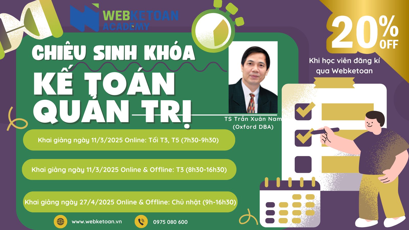 CHIÊU SINH KHÓA HỌC KẾ TOÁN QUẢN TRỊ 11/3 27/4